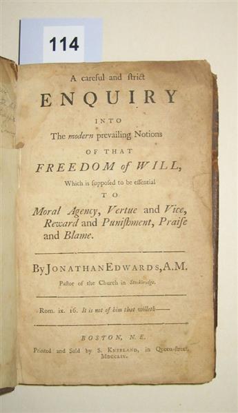 (EARLY AMERICAN IMPRINT.) Edwards, Jonathan. A Careful and Strict Enquiry into the Prevailing Notions of that Freedom of Will.